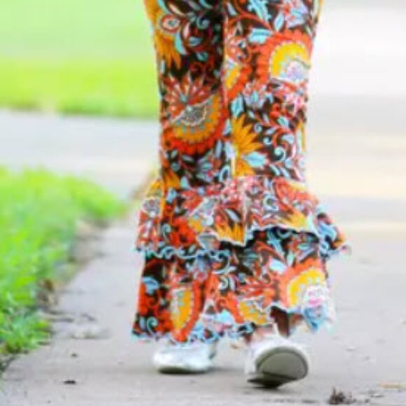 Girls “Goldie” Autumn Floral & Stripes Outfit - Picture 3 of 5